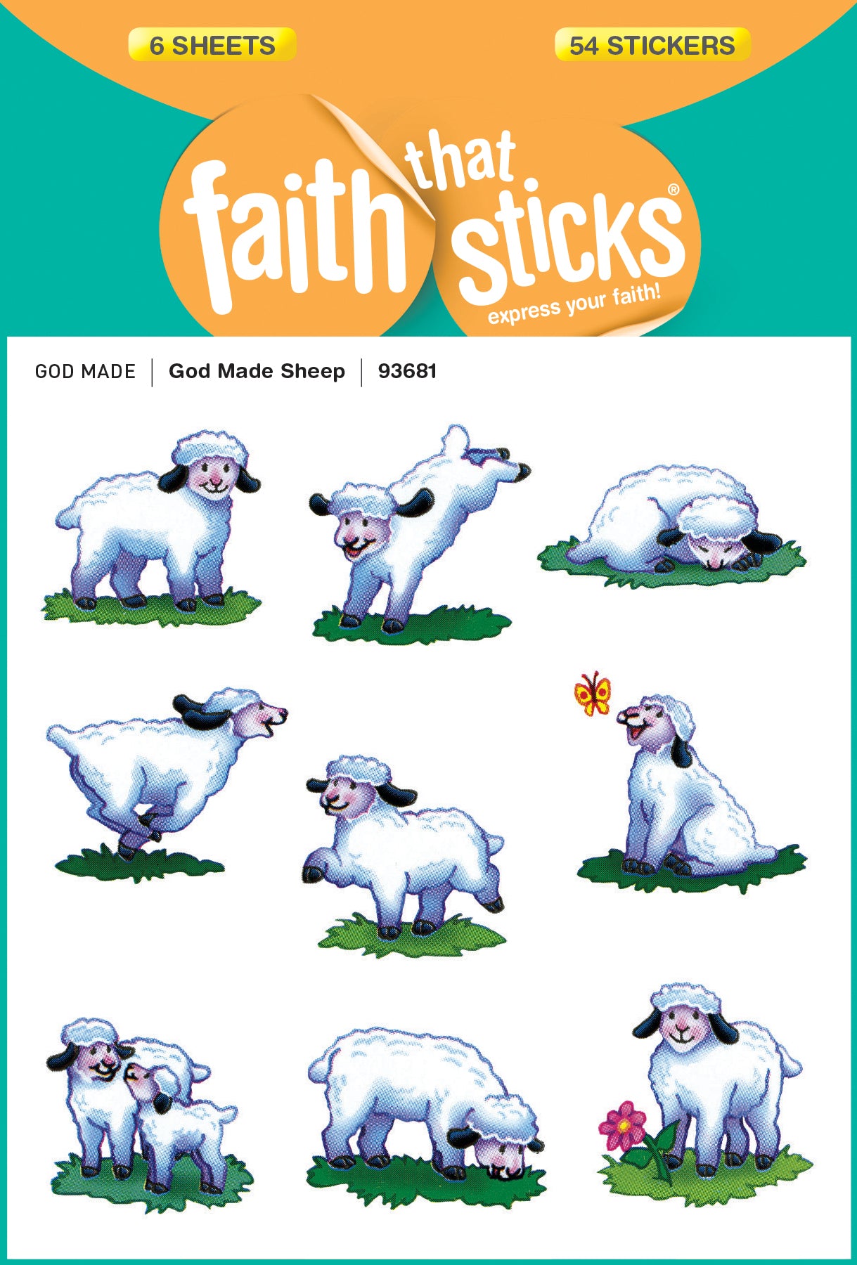 God Made Sheep (6 Sheets, 54 Stickers) (Stickers Faith That Sticks Series)