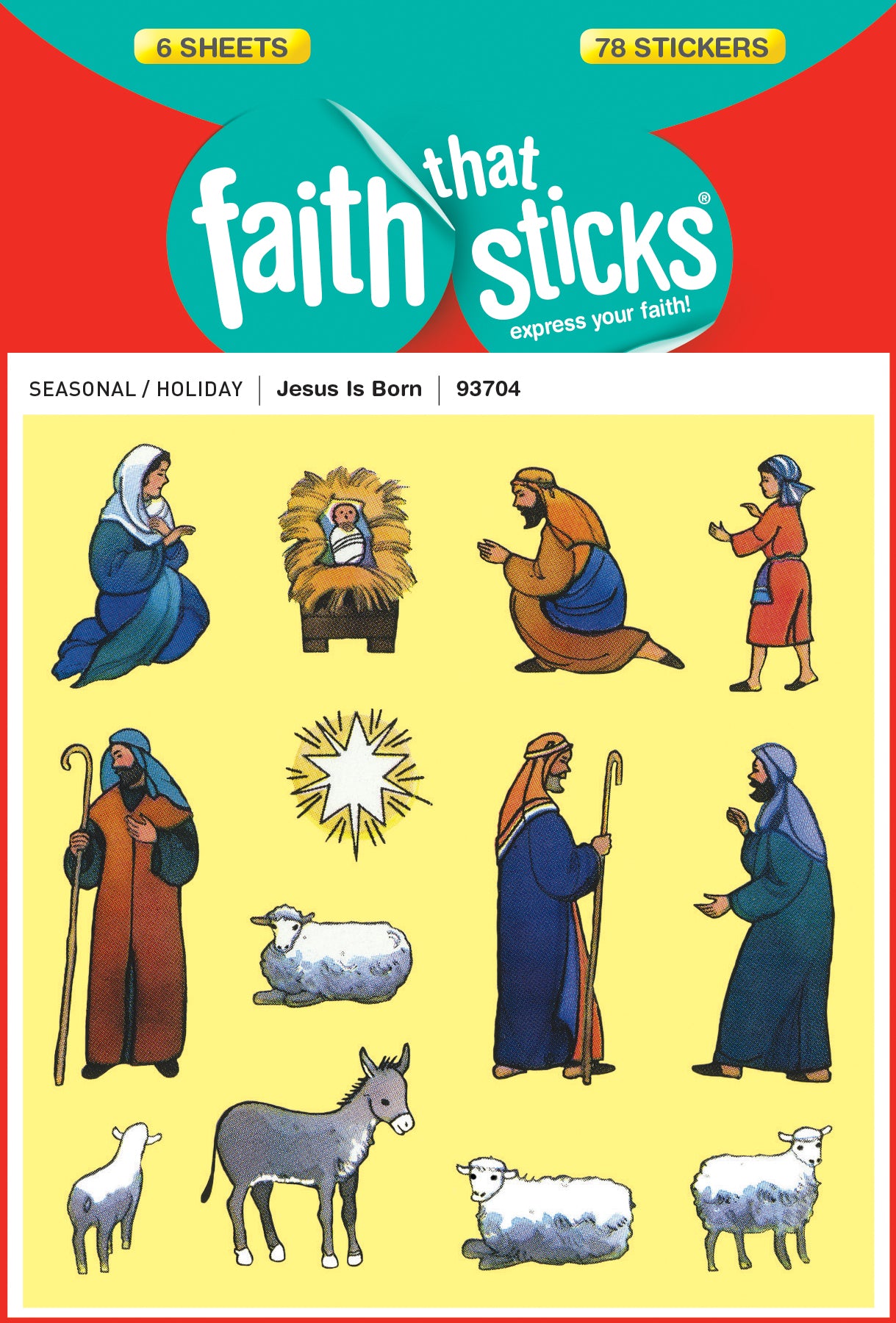 Jesus is Born (6 Sheets, 78 Stickers) (Stickers Faith That Sticks Series)