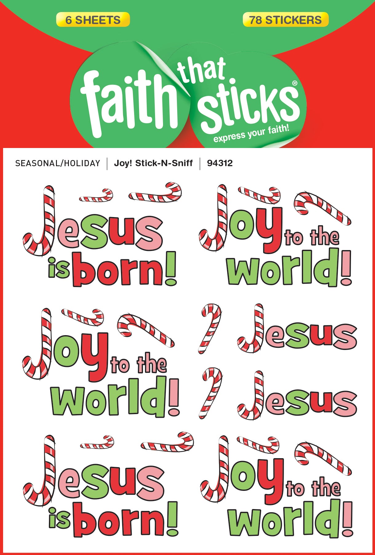 Joy! Stick-N-Sniff (6 Sheets, 78 Stickers) (Stickers Faith That Sticks Series)