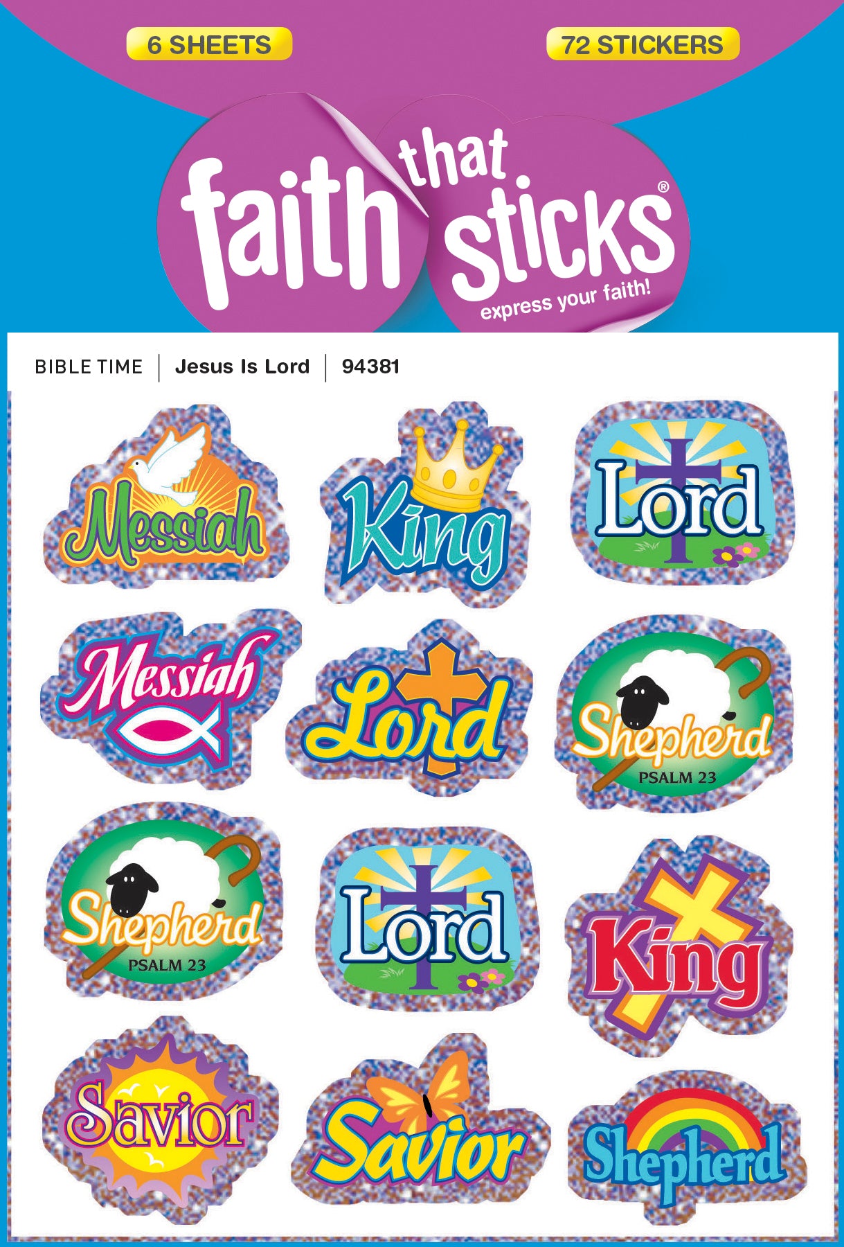 Jesus is Lord (6 Sheets, 72 Stickers) (Stickers Faith That Sticks Series)