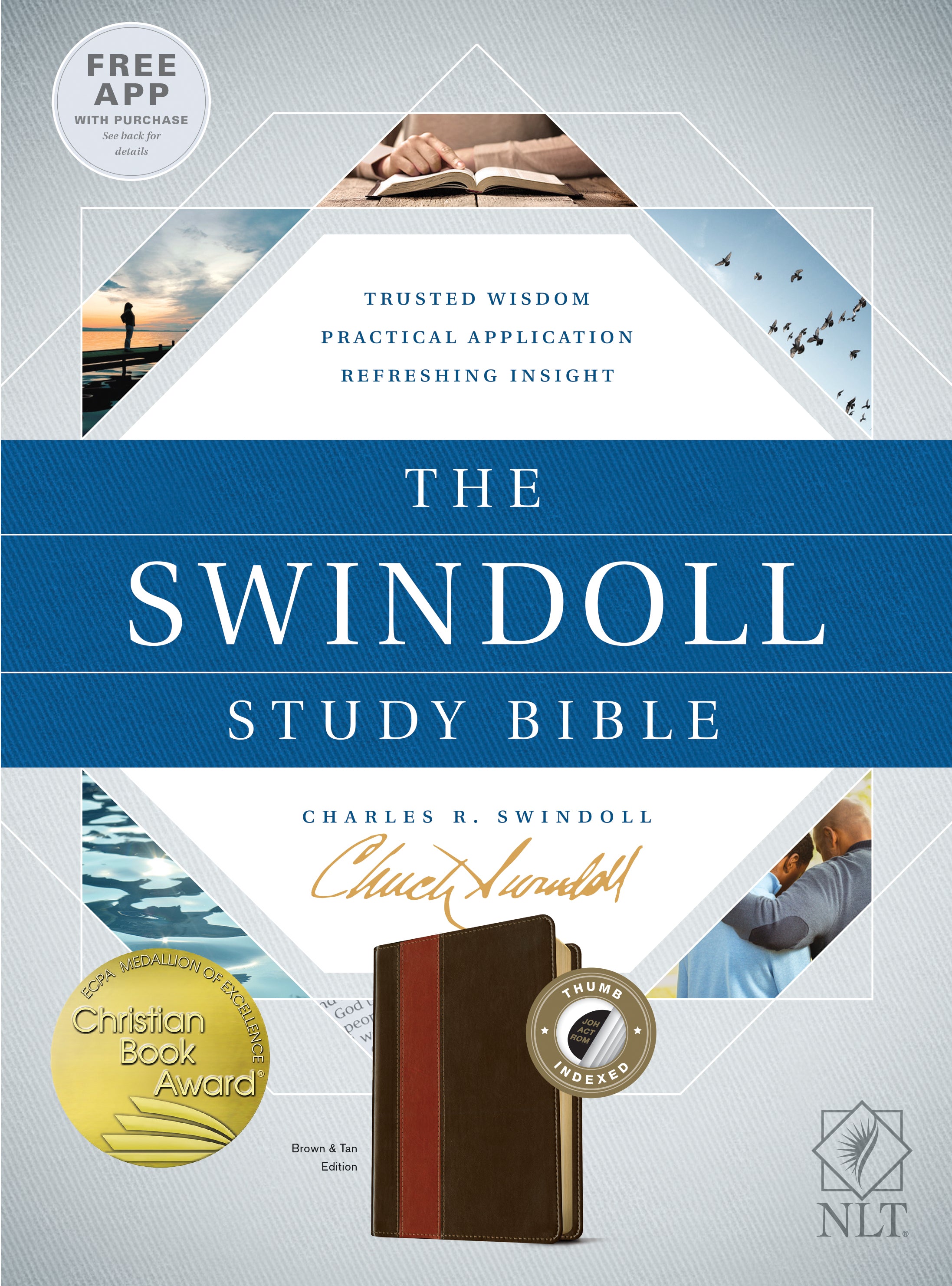 NLT Swindoll Study Bible Brown Tan Indexed (Black Letter Edition)