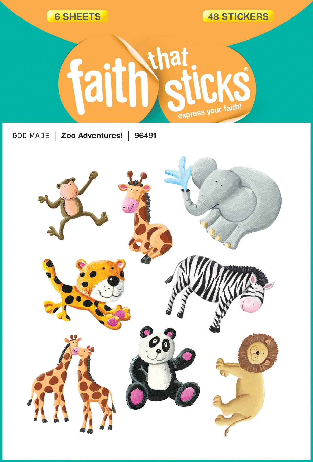 Zoo Adventures! (6 Sheets, 48 Stickers) (Stickers Faith That Sticks Series)