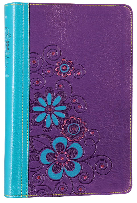 NLT Girls Life Application Study Bible Blue/Purple Flower (Black Letter Edition)