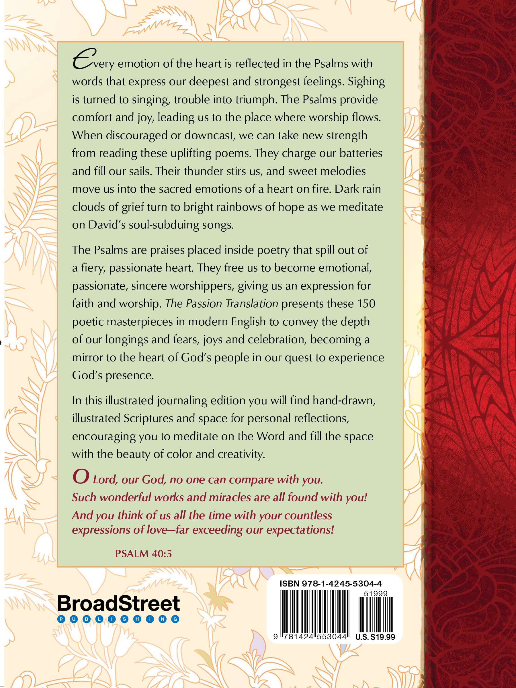 TPT Psalms: Poetry on Fire Illustrated Journaling Bible (Black Letter Edition)