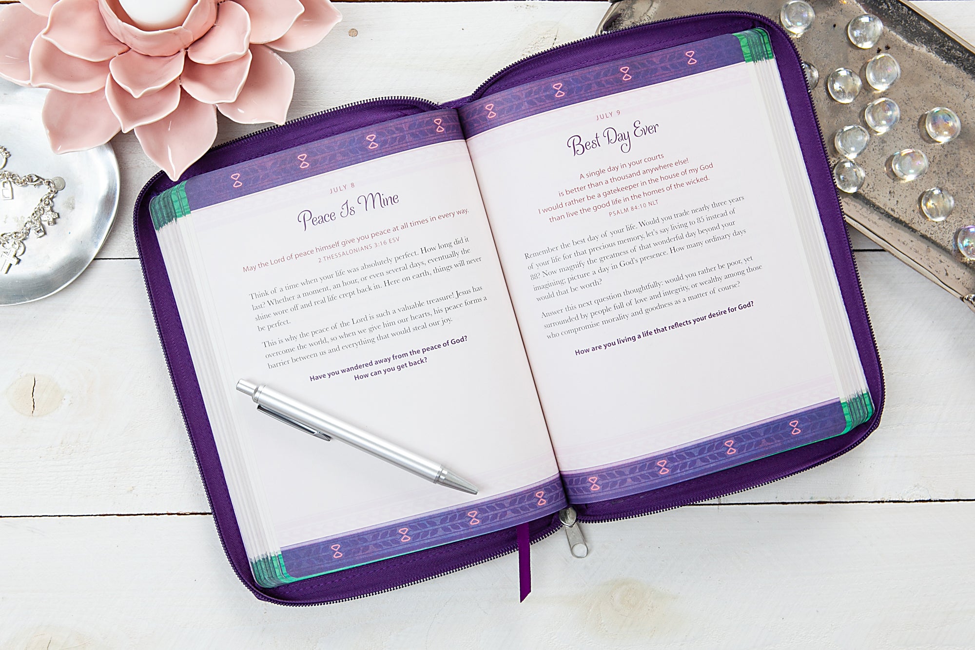 God is Always With Me Devotional Journal, Ziparound, Purple