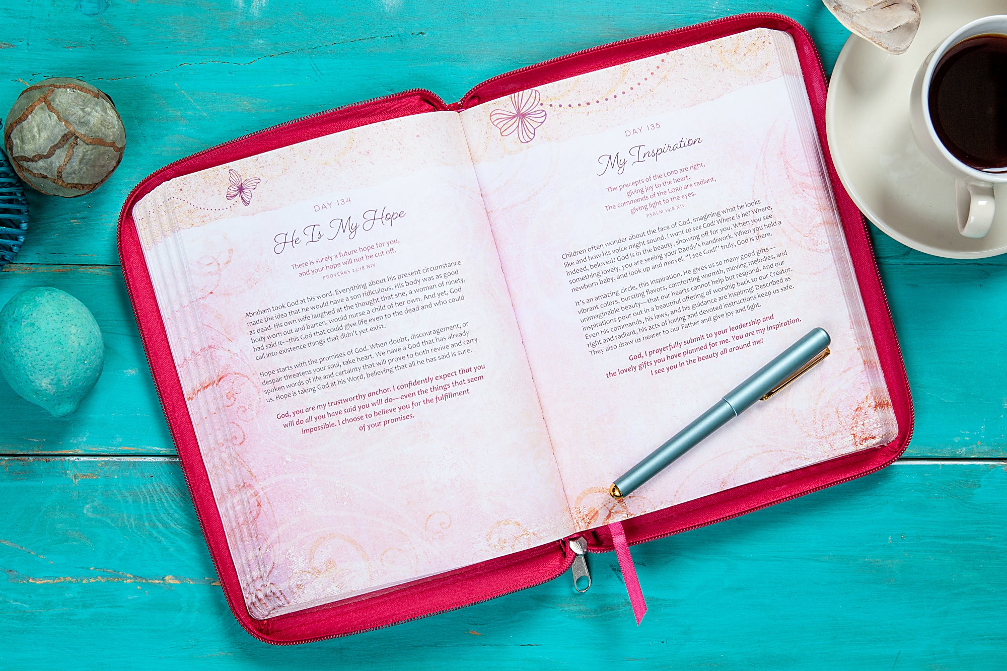 Devotional: Be Still and Know, Ziparound, Pink