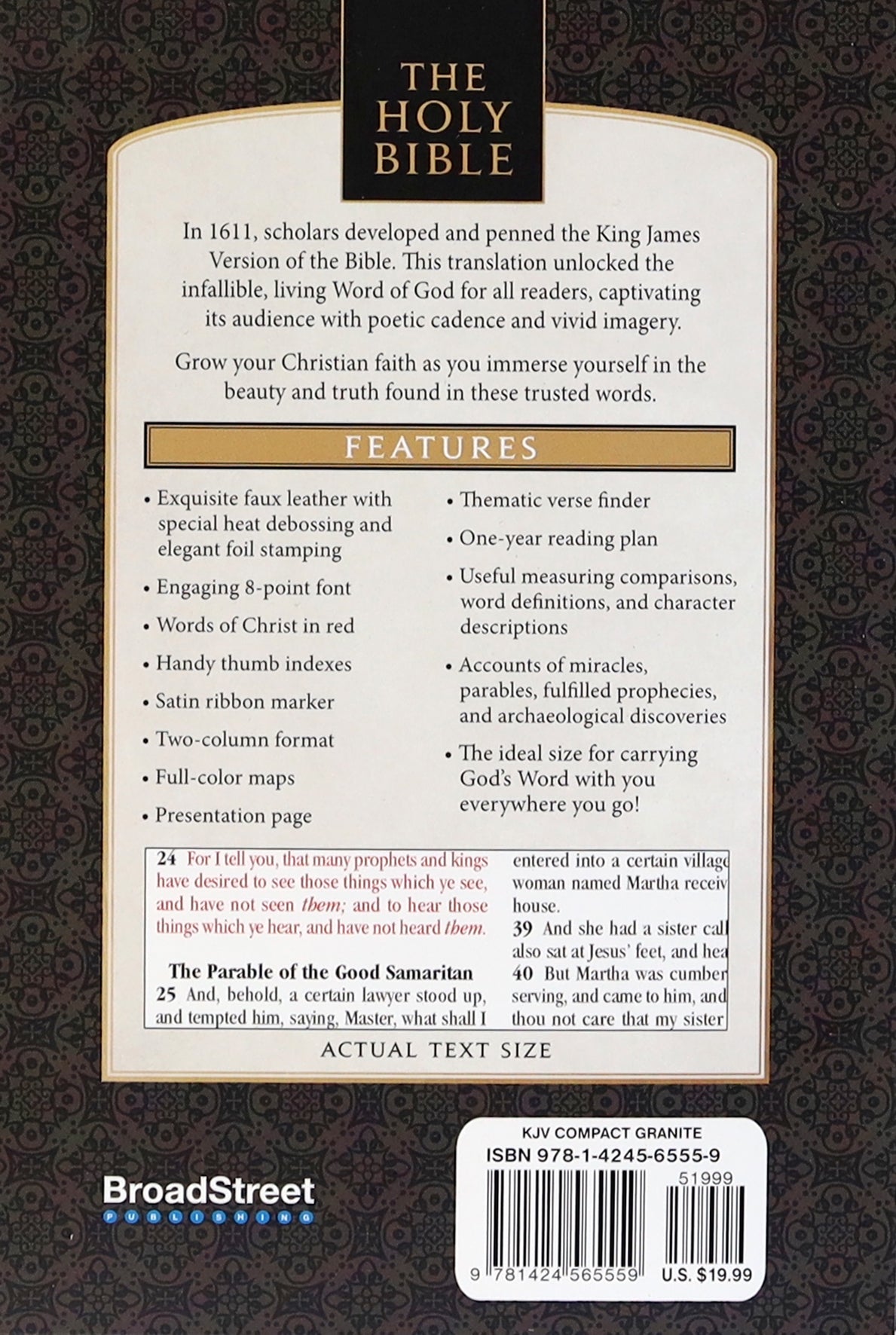 KJV Holy Bible Compact Granite (Red Letter Edition)