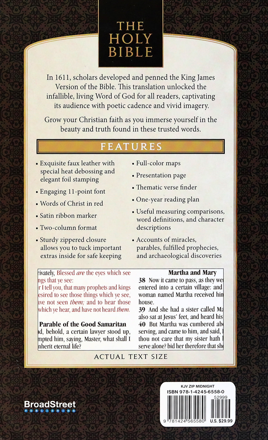 KJV Holy Bible Zip Midnight (Red Letter Edition)