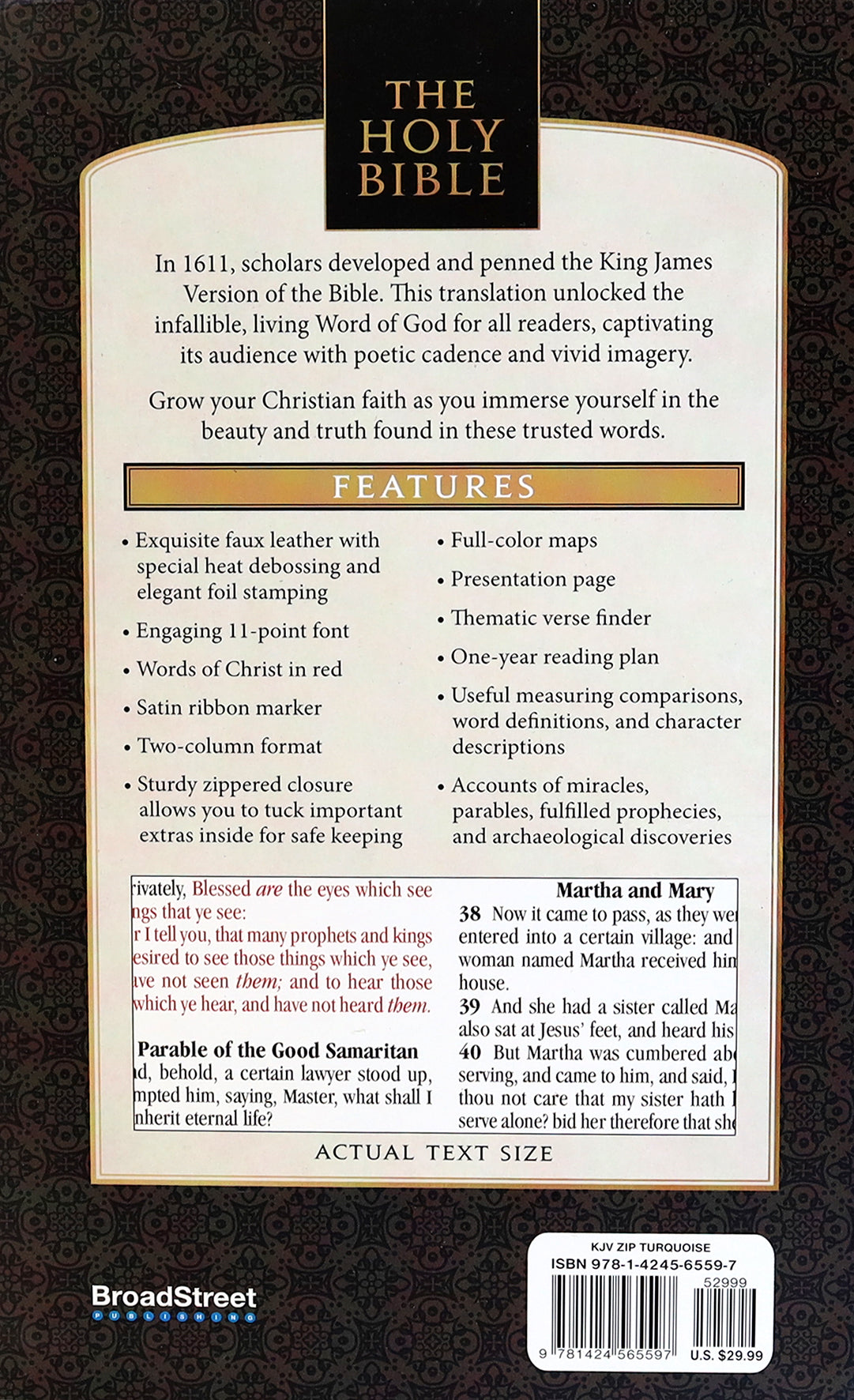 KJV Holy Bible Zip Turquoise (Red Letter Edition)