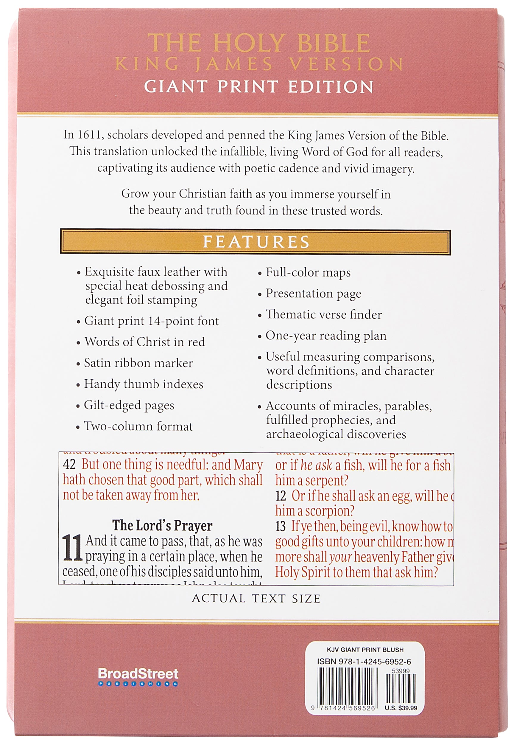 KJV Holy Bible Giant Print Blush Indexed (Red Letter Edition)