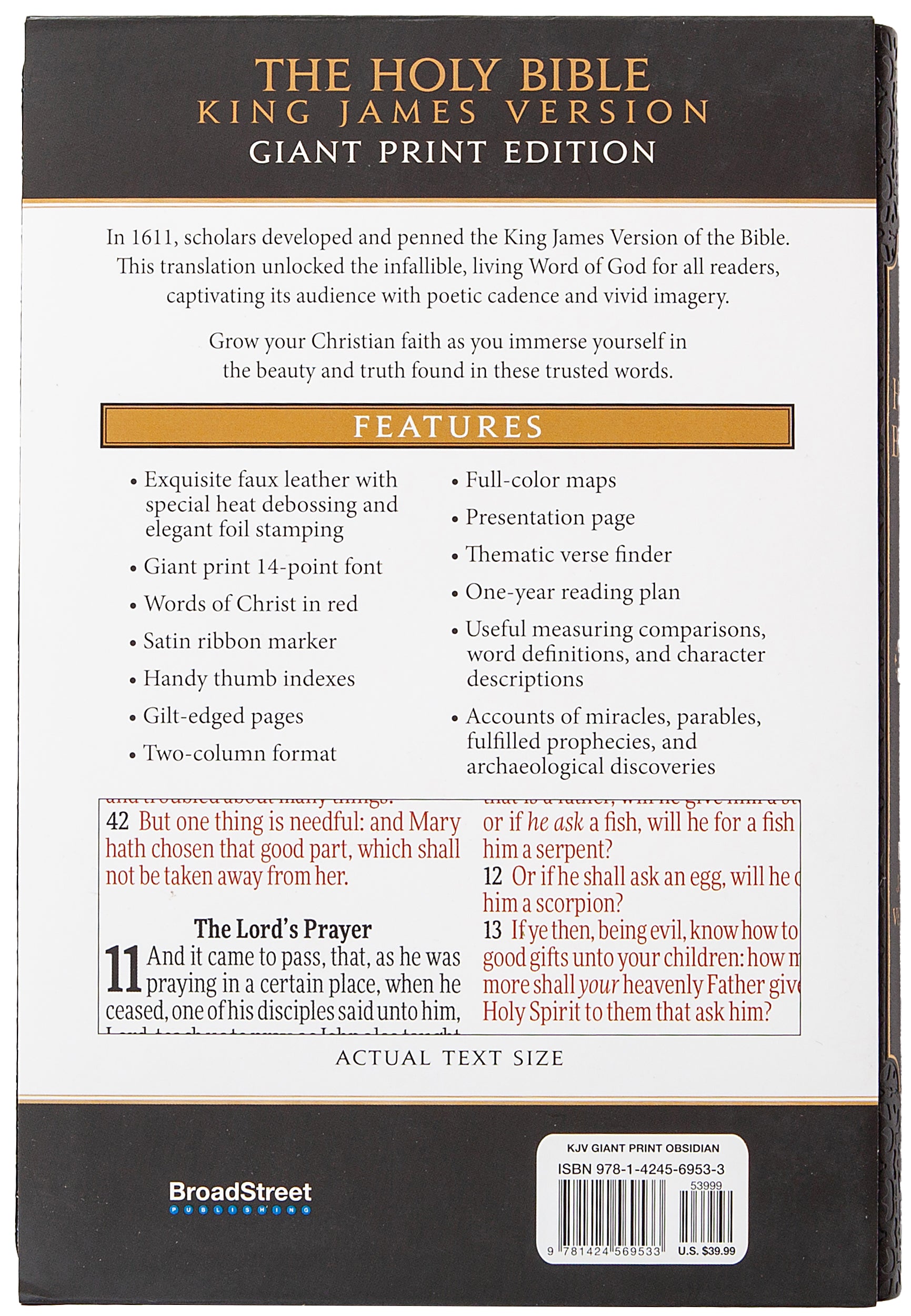 KJV Holy Bible Giant Print Obsidian Indexed (Red Letter Edition)