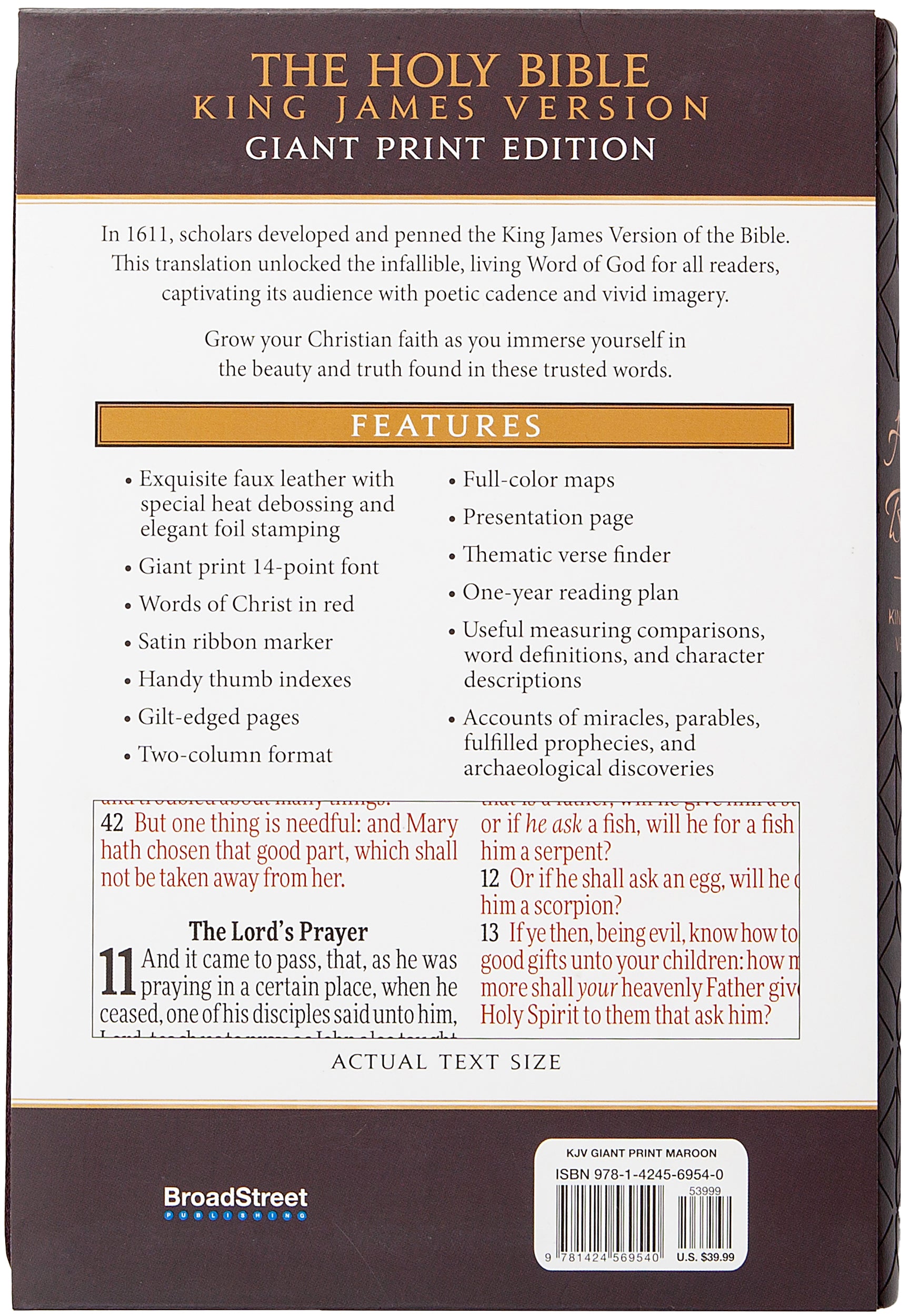 KJV Holy Bible Giant Print Maroon Indexed (Red Letter Edition)