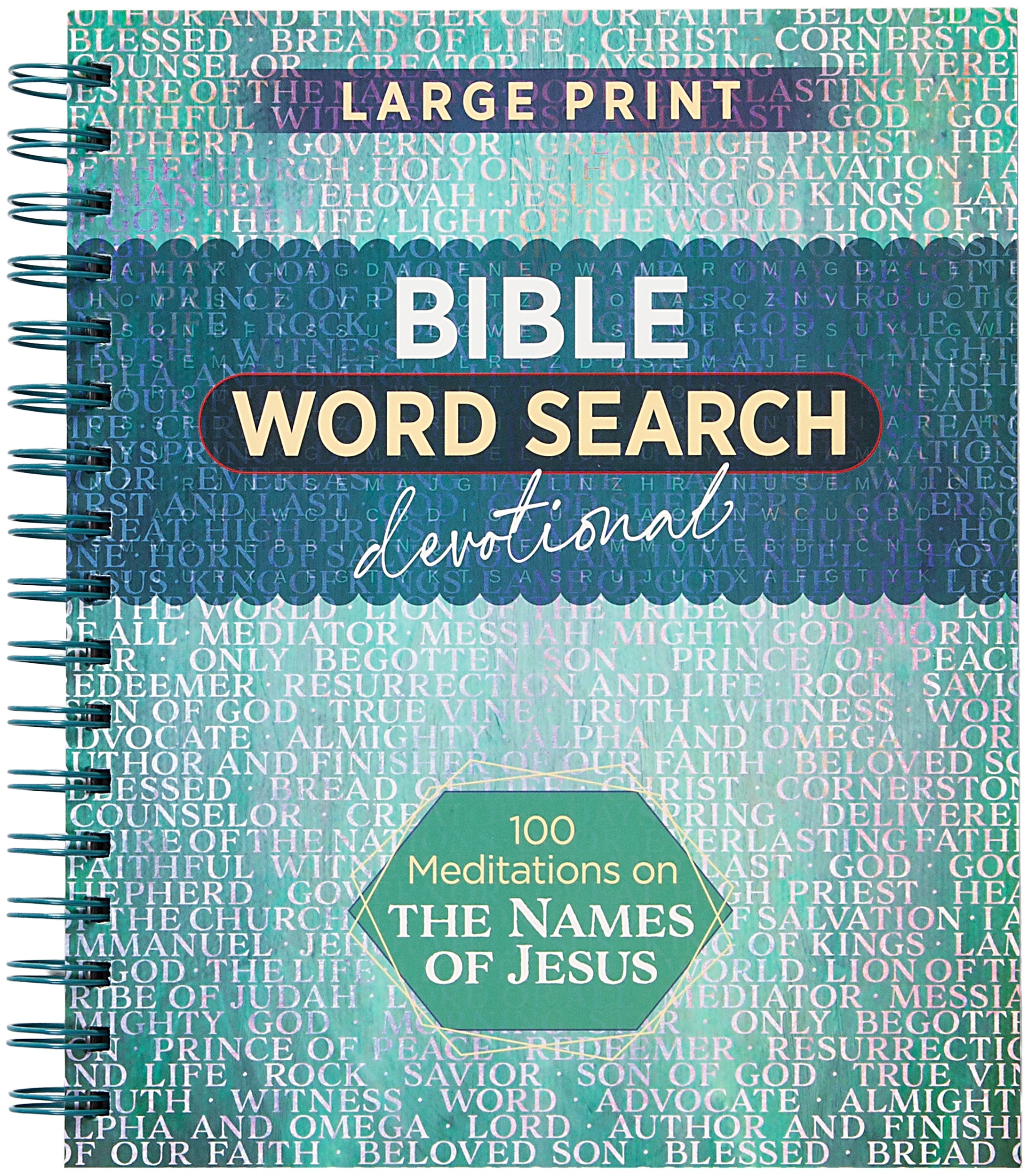 Bible Word Search Devotional: 100 Meditations on the Names of Jesus (Large Print)