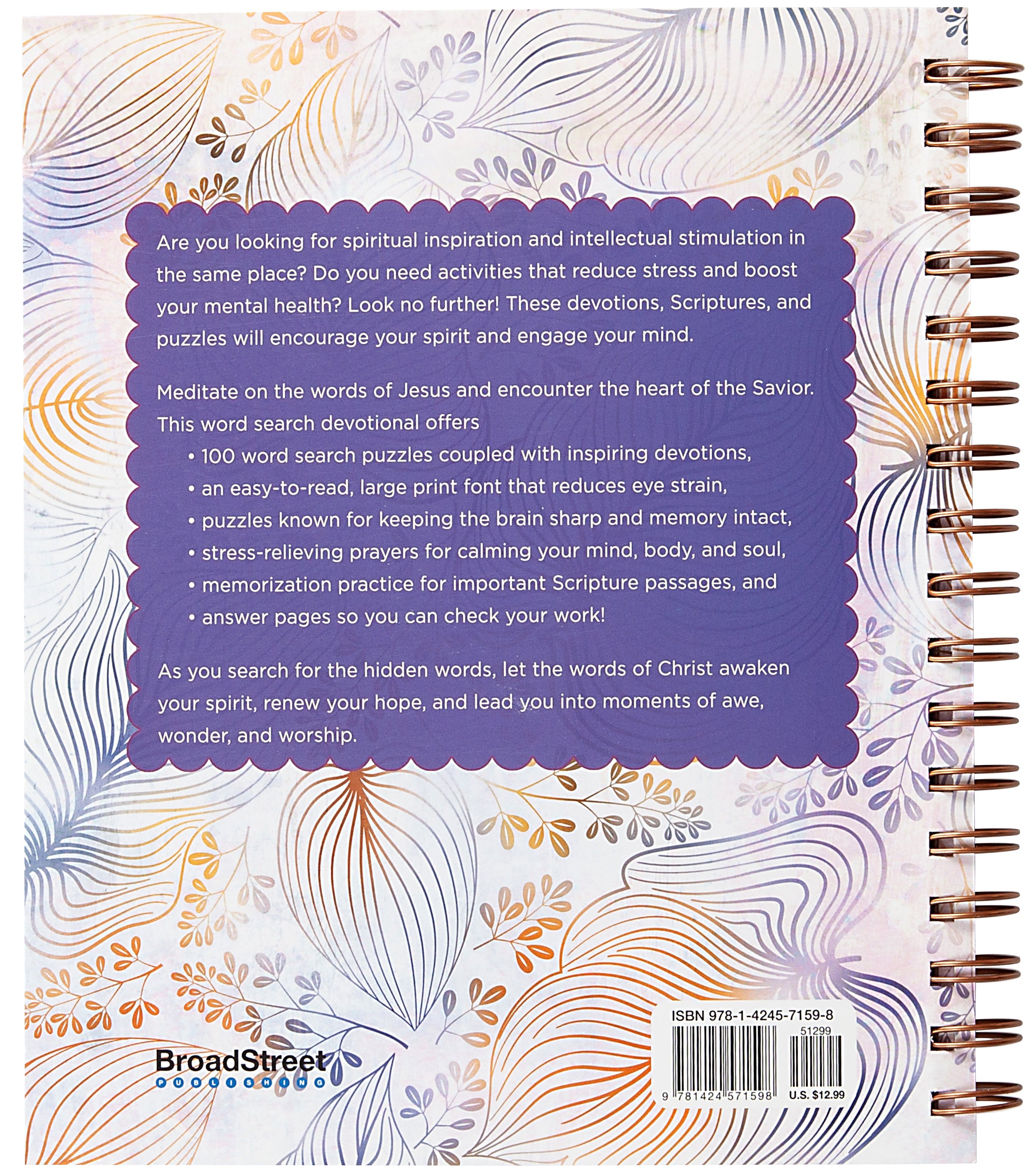 Bible Word Search Devotional: 100 Meditations on the Words of Jesus (Large Print)