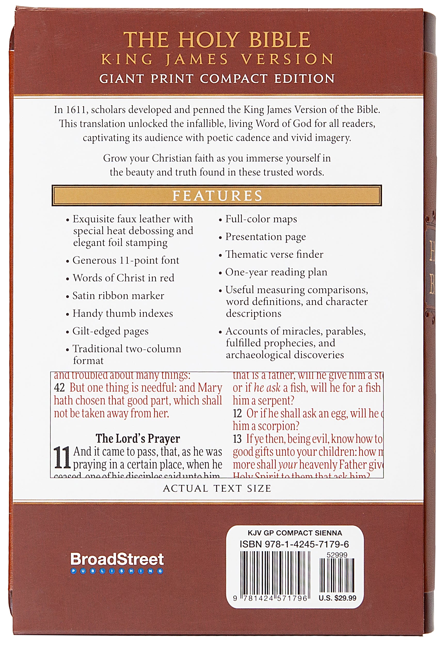 KJV Holy Bible Giant Print Compact Sienna Indexed (Red Letter Edition)