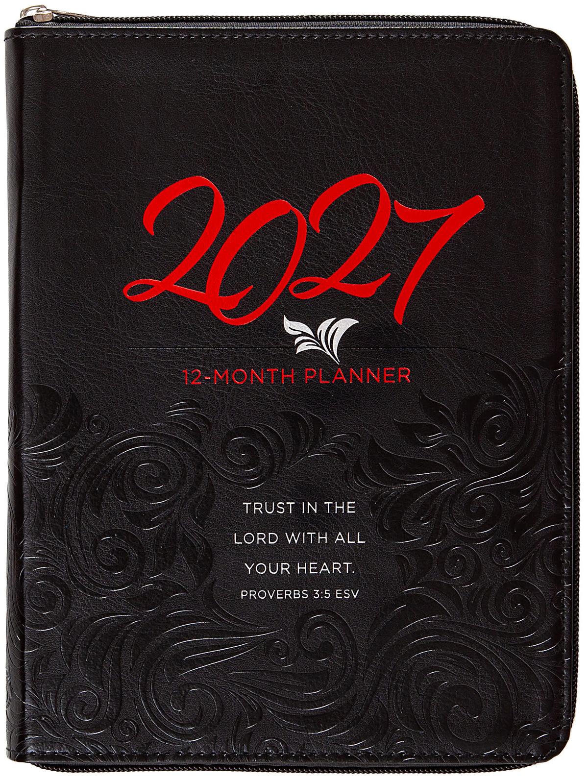 2027 12-Month Weekly Diary/Planner: Trust in the Lord (Black, Zippered)