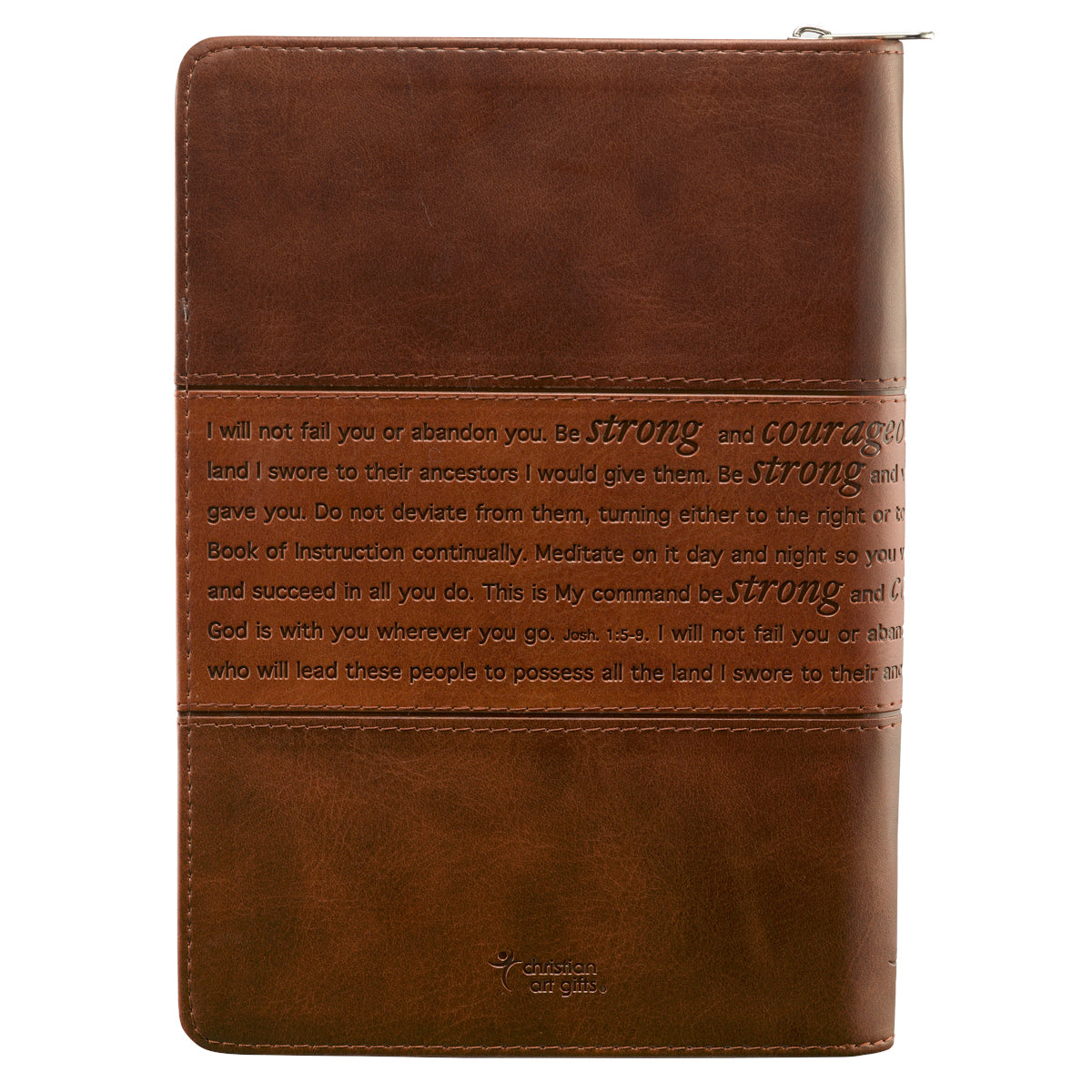 Journal Zippered: Strong and Courageous, Brown
