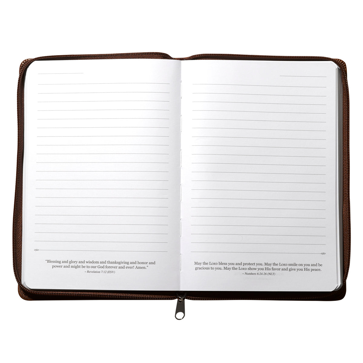 Journal Zippered: Strong and Courageous, Brown