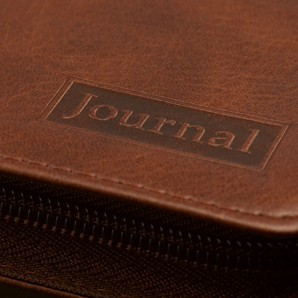 Journal Zippered: Strong and Courageous, Brown