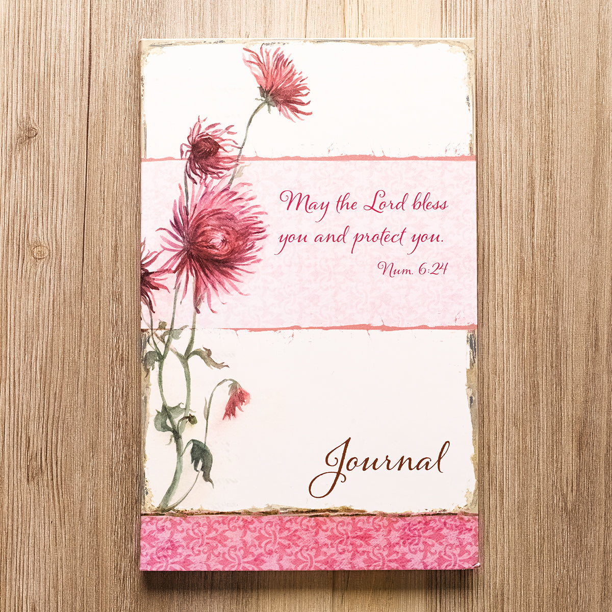 Journal: May the Lord Bless You and Protect You Pink Flowers (Numbers 6:24)