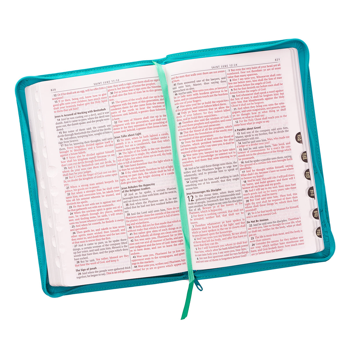 KJV Gift and Award Bible Zippered Aqua Red Letter Edition