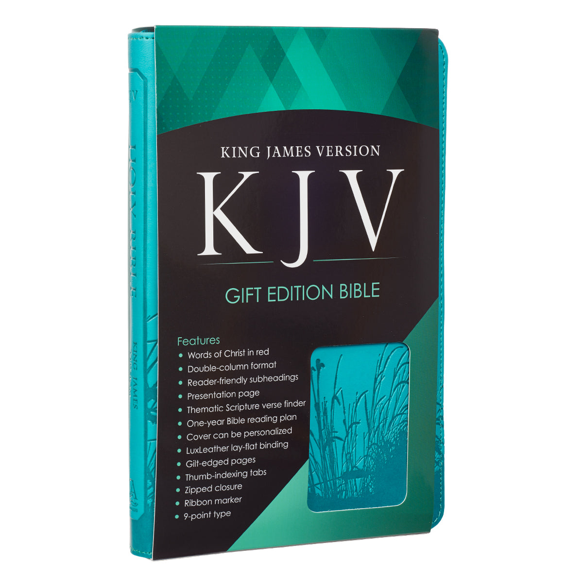 KJV Gift and Award Bible Zippered Aqua Red Letter Edition