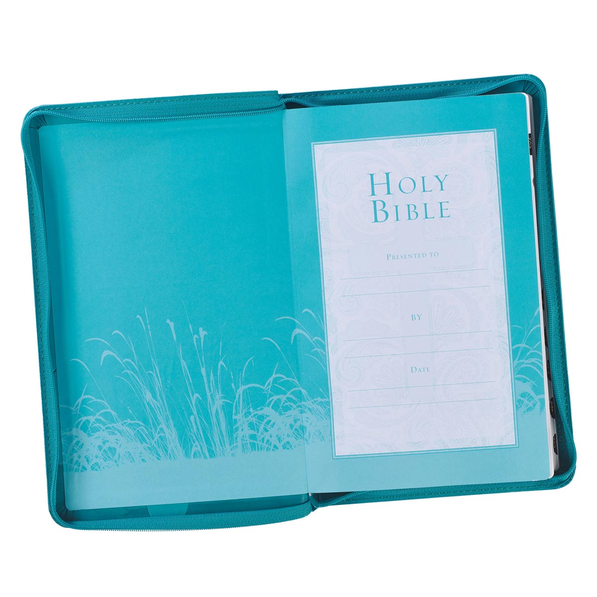 KJV Gift and Award Bible Zippered Aqua Red Letter Edition