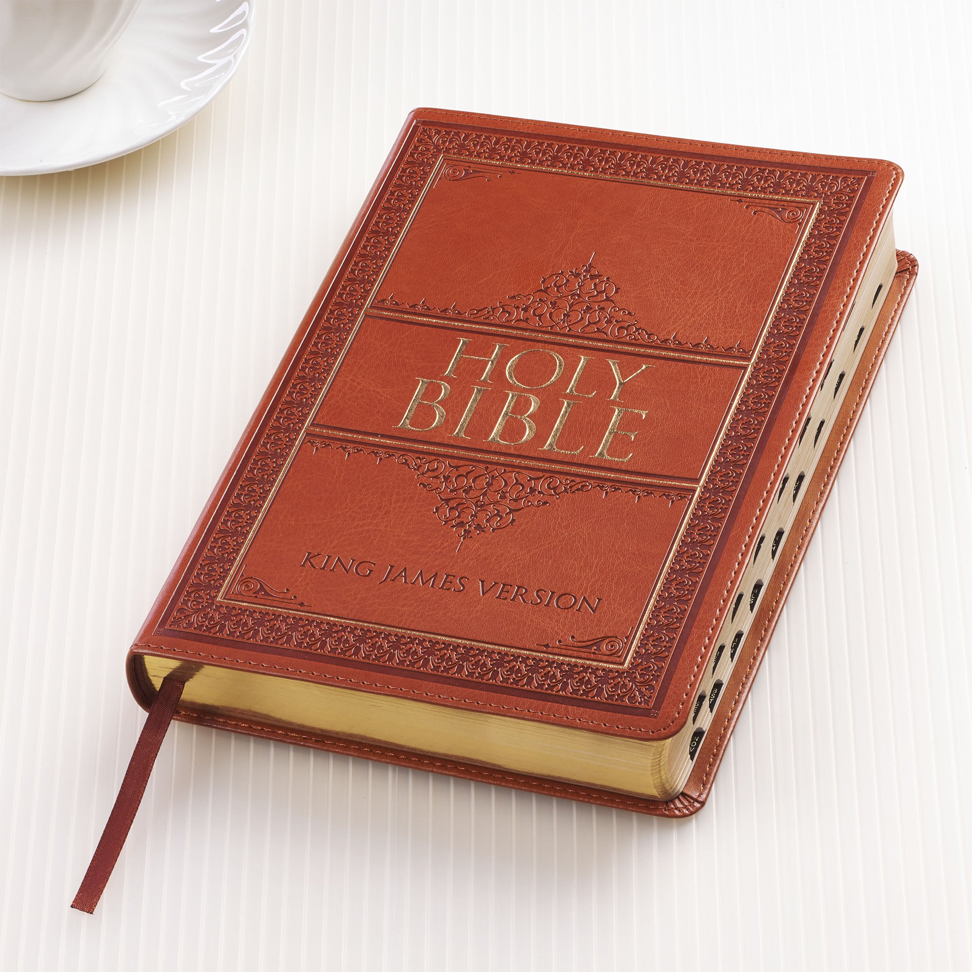 KJV Large Print Thinline Bible Indexed Tan Red Letter Edition