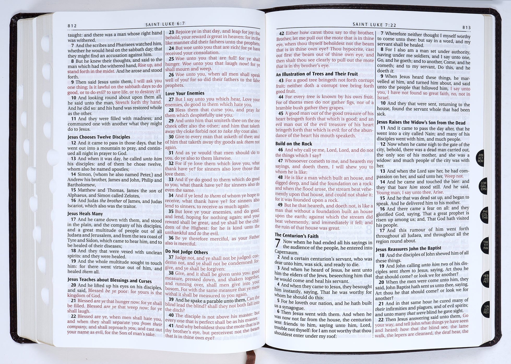 KJV Large Print Thinline Bible Brown Red Letter Edition