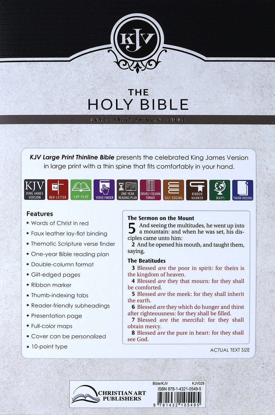 KJV Large Print Thinline Bible Brown Red Letter Edition
