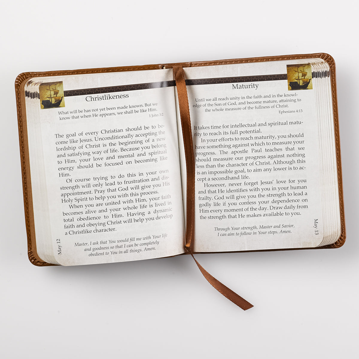 One Minute Devotions: Grace For Today Brown Luxleather