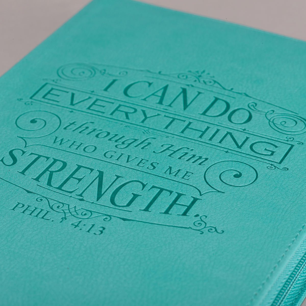 Journal Zippered: I Can Do Everything, Teal (Phil. 4:13)