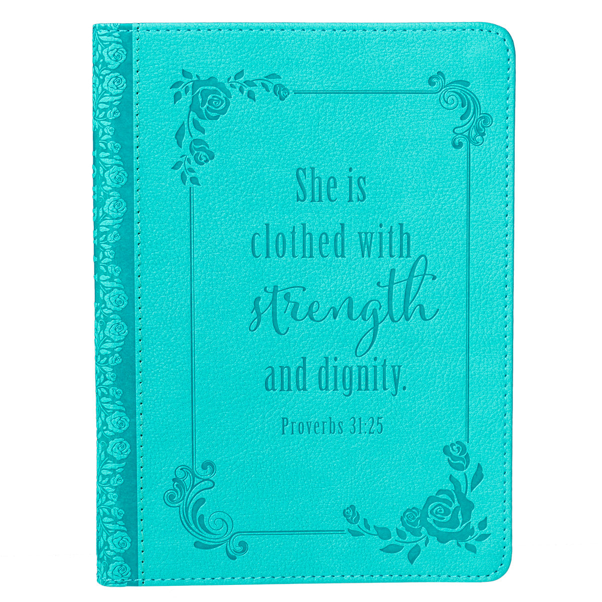 Journal: Strength & Dignity Turquoise, Handy-Sized (Prov 31:25)