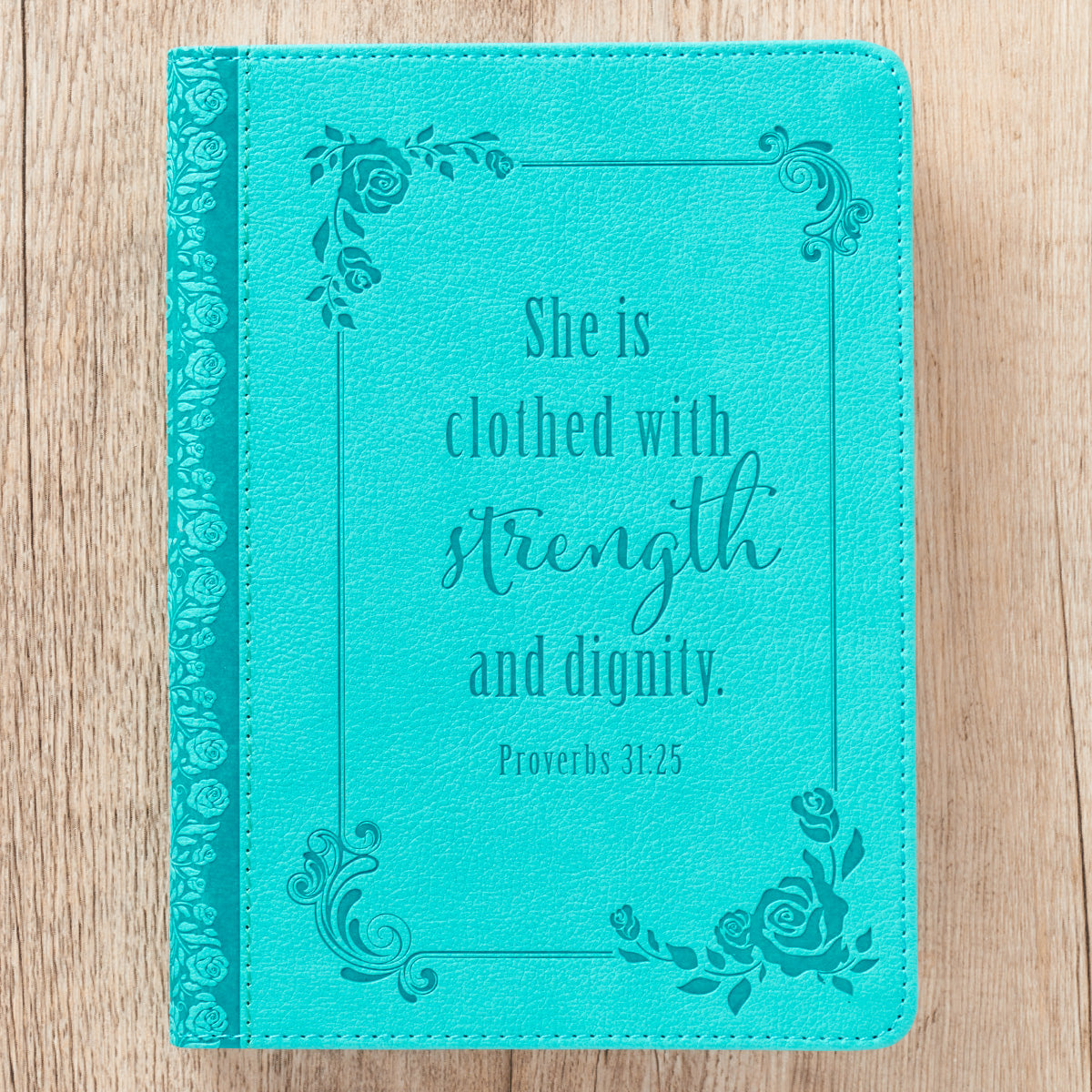 Journal: Strength & Dignity Turquoise, Handy-Sized (Prov 31:25)