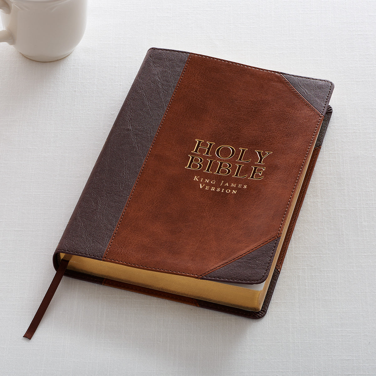 KJV Large Print Thinline Bible Brown Portfolio Red Letter Edition