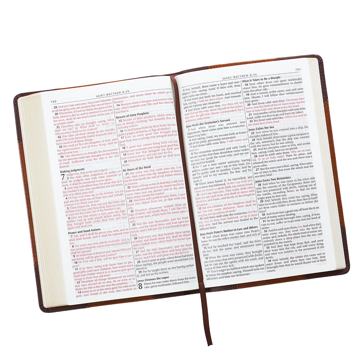 KJV Large Print Thinline Bible Brown Portfolio Red Letter Edition