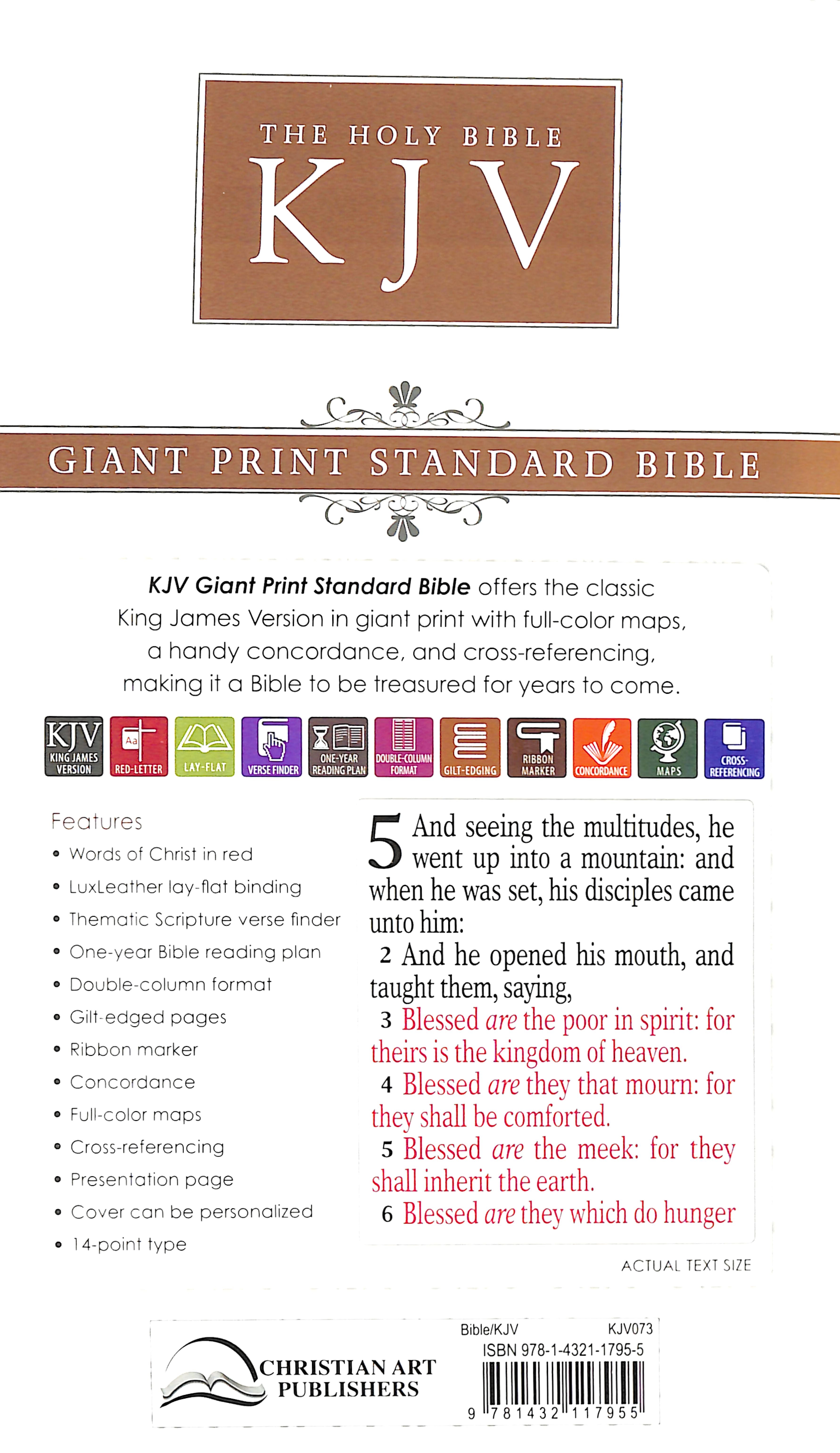 KJV Giant Print Bible 2-Tone Brown Red Letter Edition