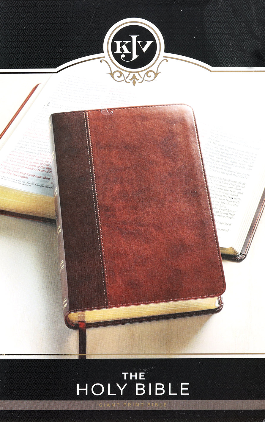KJV Giant Print Bible 2-Tone Brown Red Letter Edition