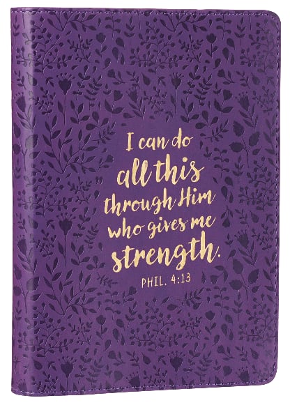 Journal: I Can Do All This Through Purple/Floral, Handy-Sized (Phil 4:13)