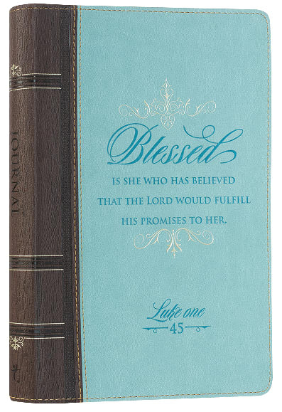Journal Zippered: Blessed, Turquoise/Brown (Luke 1:45)