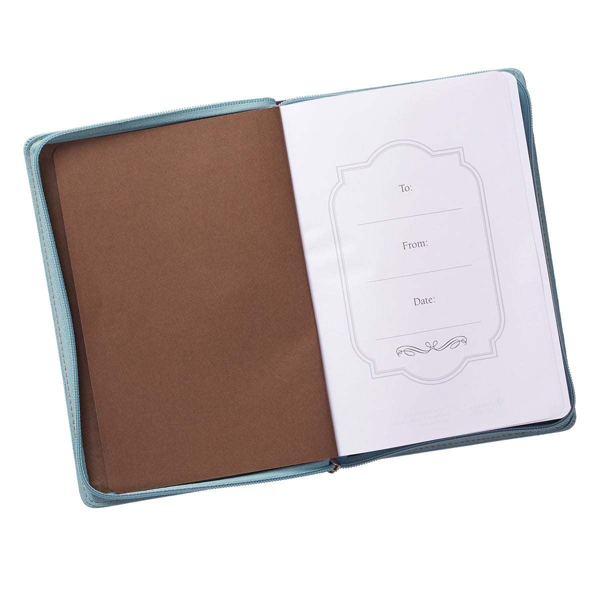 Journal Zippered: Blessed, Turquoise/Brown (Luke 1:45)