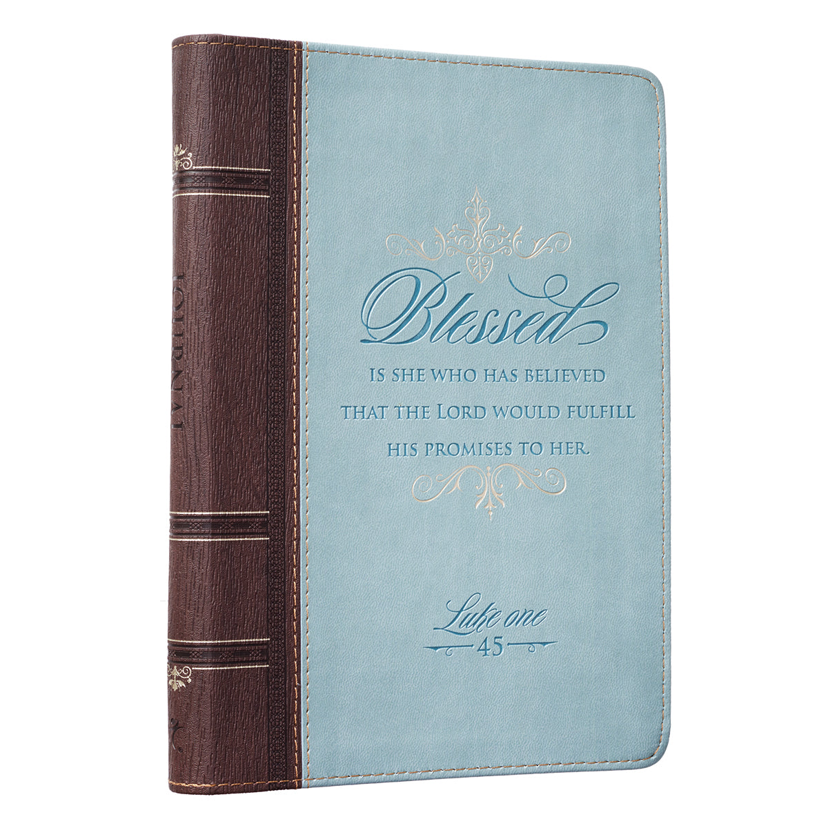 Journal Zippered: Blessed, Turquoise/Brown (Luke 1:45)