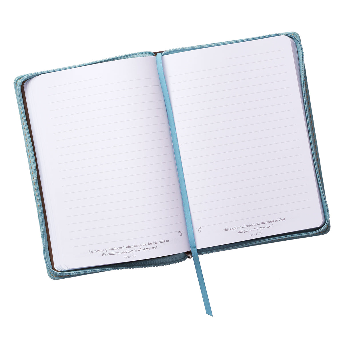Journal Zippered: Blessed, Turquoise/Brown (Luke 1:45)