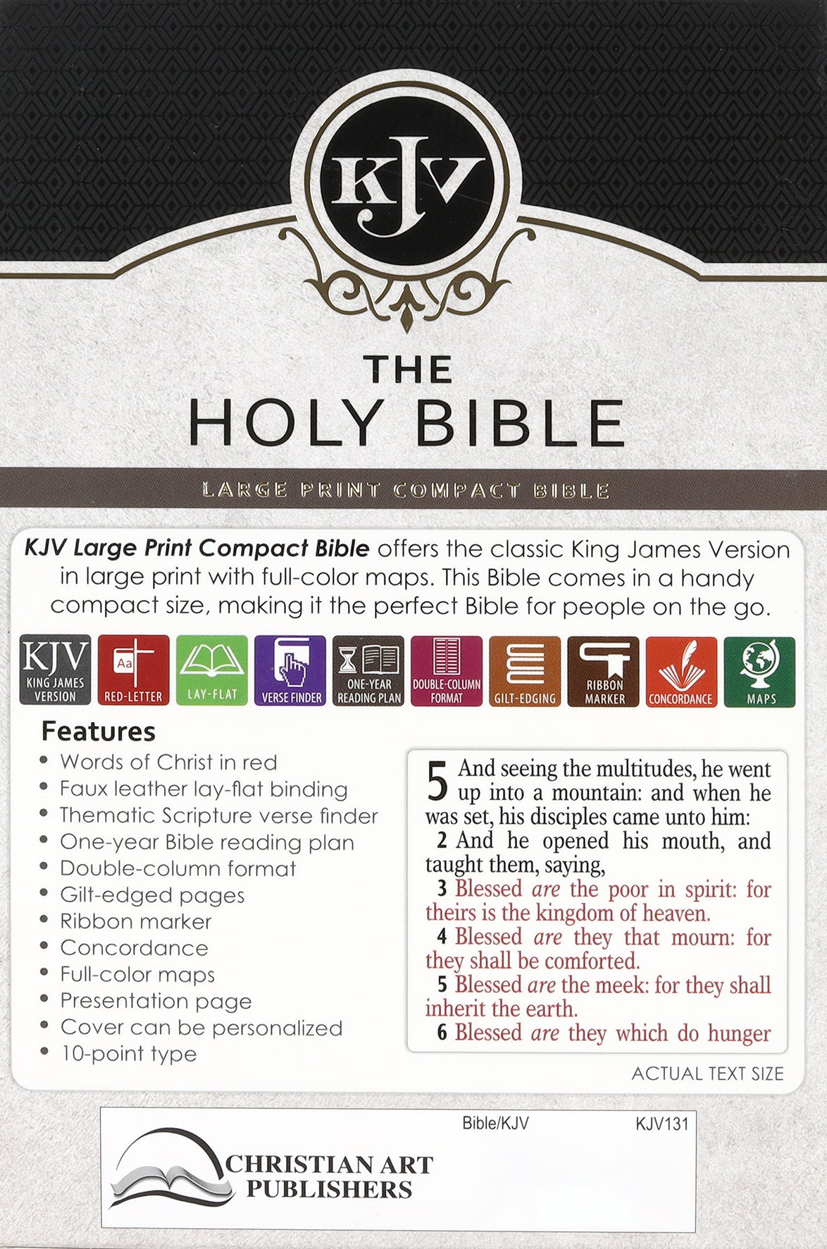 KJV Compact Large Print Bible Black (Red Letter Edition)