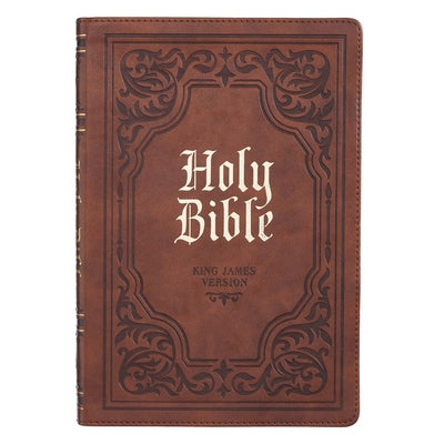 KJV Large Print Thinline Bible Indexed Brown (Red Letter Edition)