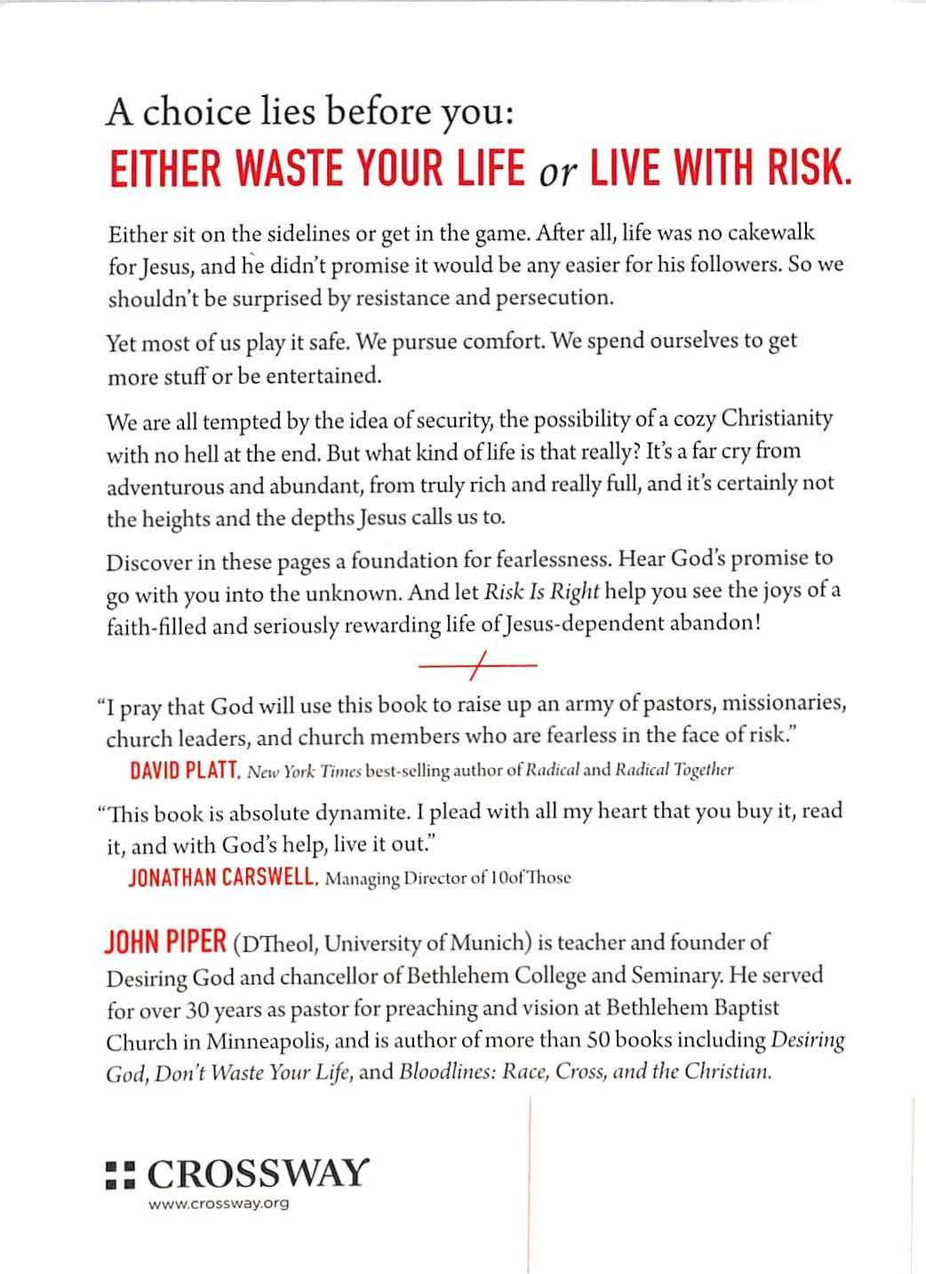 Risk is Right (Chapters From "Don't Waste Your Life")