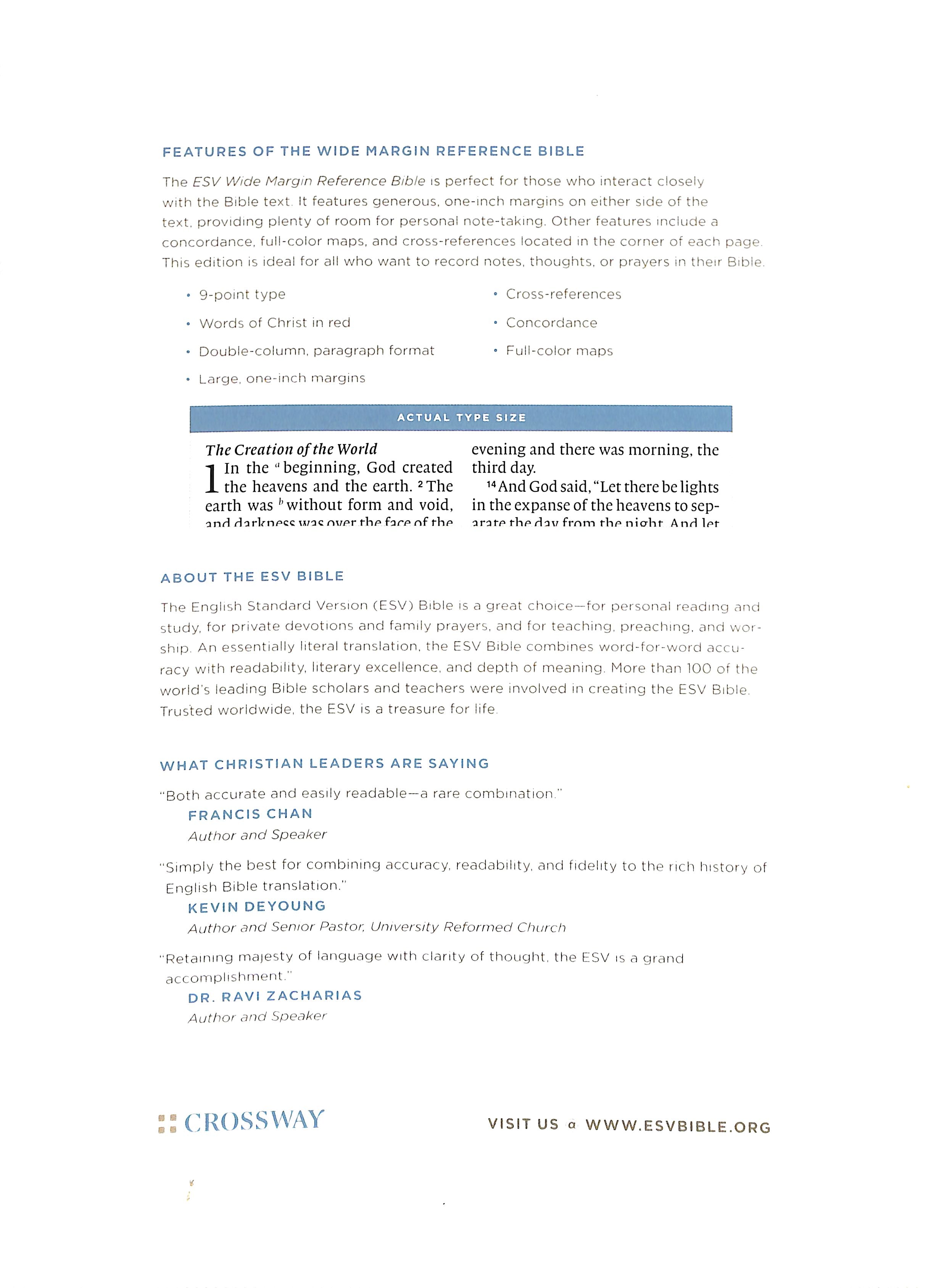 ESV Wide Margin Reference Bible Brown (Red Letter Edition)