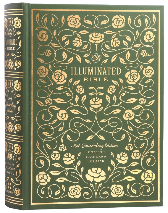 ESV Illuminated Bible Art Journaling Edition Green With Paper Dust Jacket (Black Letter Edition)