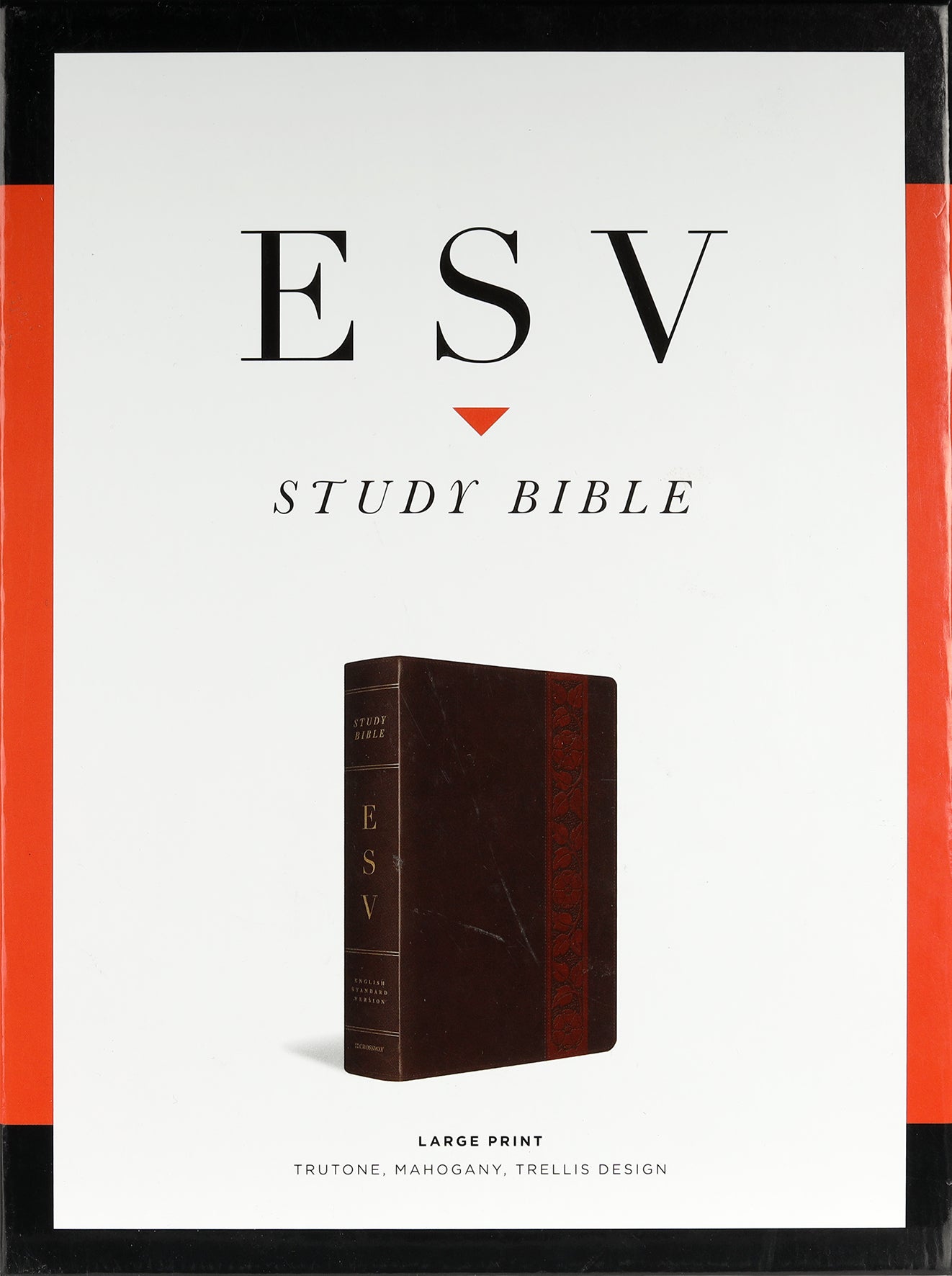 ESV Study Bible Large Print Mahogany Trellis Design Indexed (Black Letter Edition)