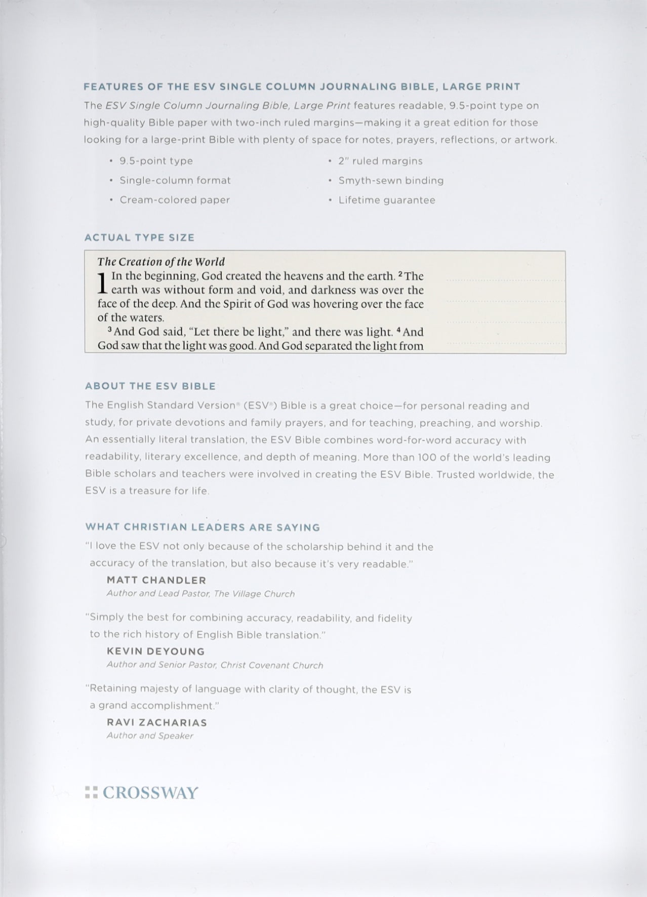 ESV Single Column Journaling Bible Large Print Deep Brown (Black Letter Edition)